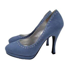 City Street Blue Faux Suede Platform Heel